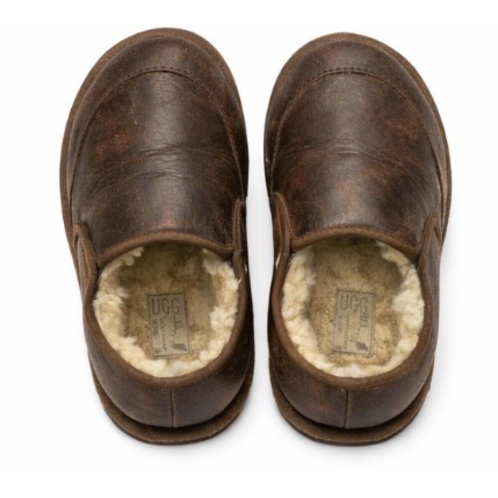 UGG leather men’s fur lined shoes/ slippers